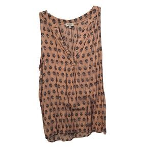 Marina Luna Women's Medium Pink Floral Sleeveless V-Neck Button Shirt Fast Ship